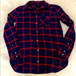 J Crew Navy and Red Flannel Boyfriend Fit Shirt 00